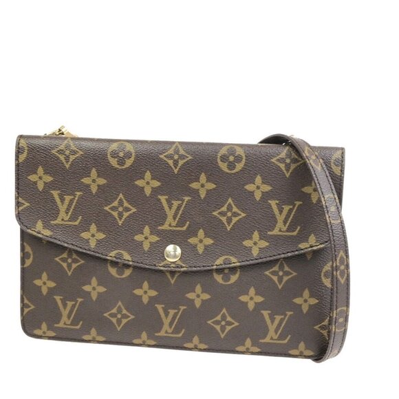 LOUIS VUITTON Double Rabat Shoulder Bag Monogram Leather Brown M51815 36FB517 - Picture 1 of 13